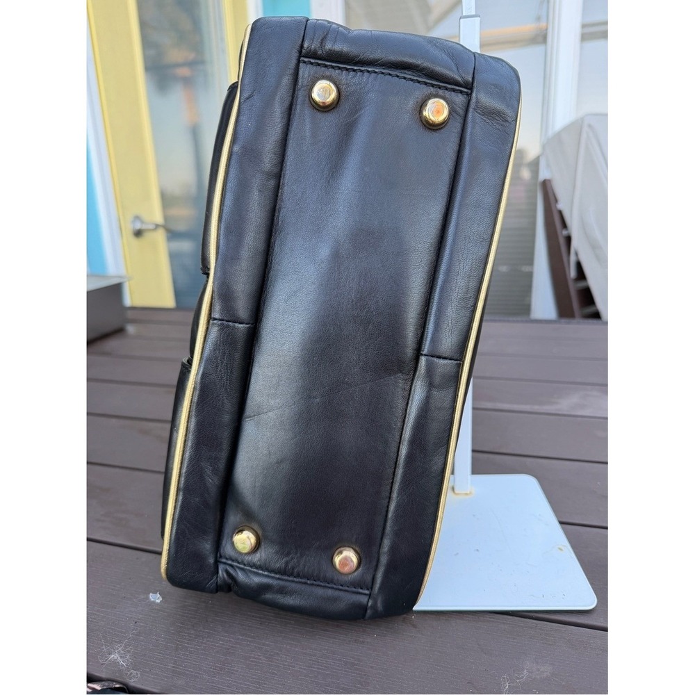 Marc Jacobs Rare Vintage Runway Black Lambskin Gold Metallic Satchel Bag - Picture 14 of 17